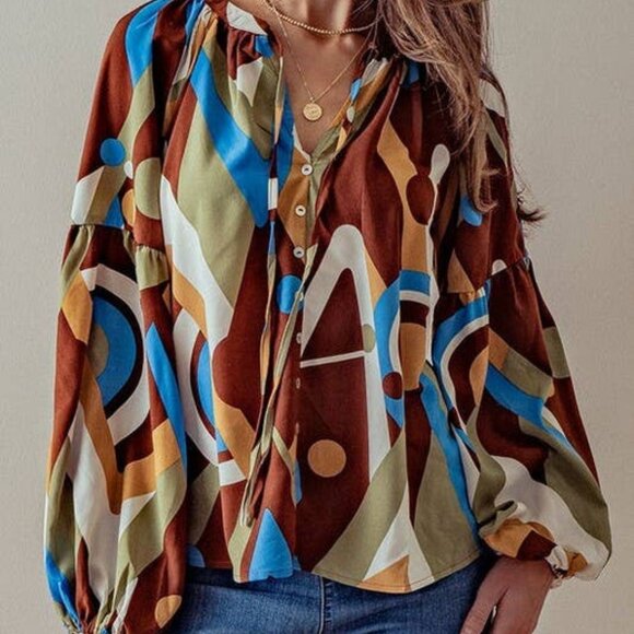 Abstract Print Blouse - Picture 1 of 1